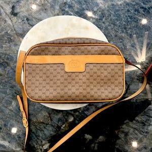 GUCCI Micro GG PVC Leather Shoulder Cross Body Bag Purse Beige